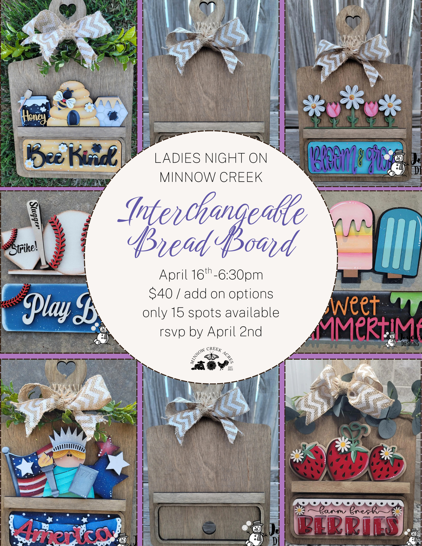 Ladies Night On Minnow Creek - Interchangeable Bread Board